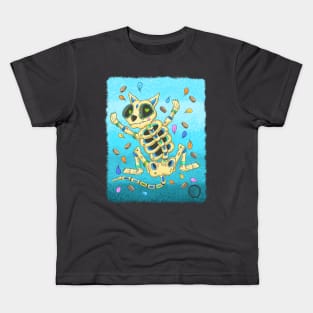 Cat Skeleton - Dia De Los Muertos - Colorful Cat skeleton Kids T-Shirt